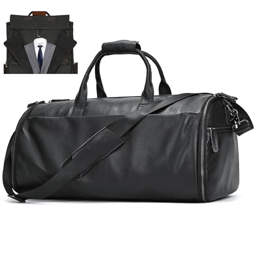 Genuine Leather Travel Duffle Bag for Men