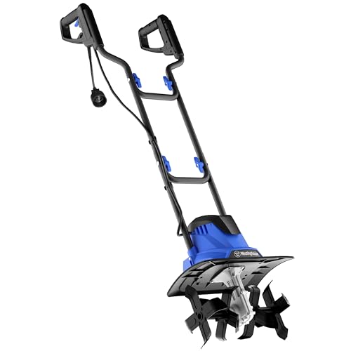 Westinghouse 14-Inch, 10 Amp Corded Electric Tiller Cultivator for Gardening, with 4 Steel Blades