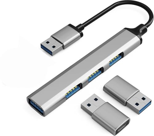 Hub USB 3.0 4 ports avec adaptateurs USB-C mâle et femelle