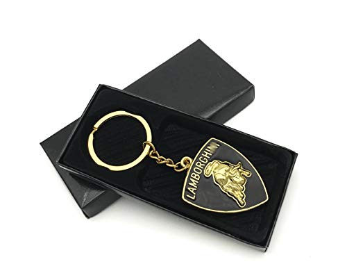 Car Logo 3D Relief Metal Emblem Key Chain Key Ring For Lamborghini (Golden) #TOP28