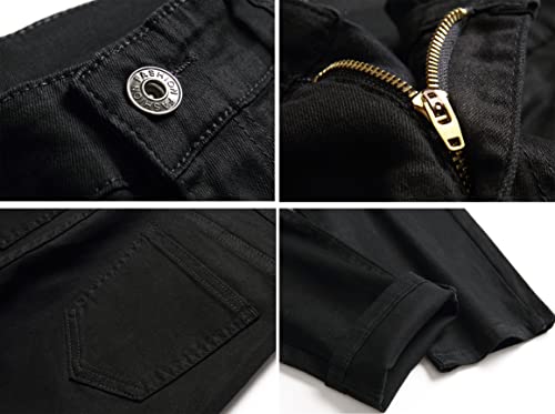 Teen Boy's Cotton Slim Denim Pants Blue Skinny Ripped Designer Jeans Black 16 Ripped Jeans For Kids #TOP5