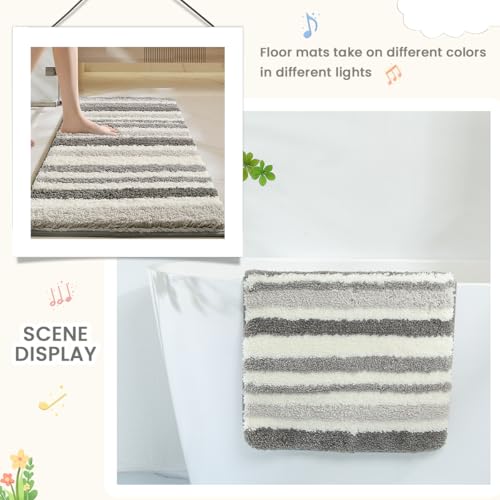 Scandinavian Bath Mat Non Slip Super Absorbent Bathroom Soft Microfiber Machine Washable Luxury Bathroom Carpet for Dining Room, Kitchen and Bedroom (23"x16", Grey) by Loismood - Used condition - Image 7