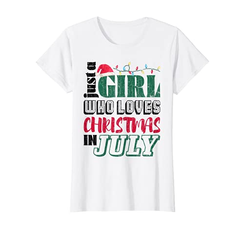Just A Girl Who Loves Christmas In Julio Funny Summer Graphic Camiseta