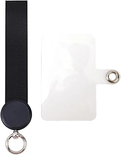 V Volt Mobile Phone Chain Holder, Short Hand Strap with Mounting Card Inside Kafr Durable Fabric Belt to Prevent Phone Drop, Compatible with All iPhone and Samsung Phones (Black)