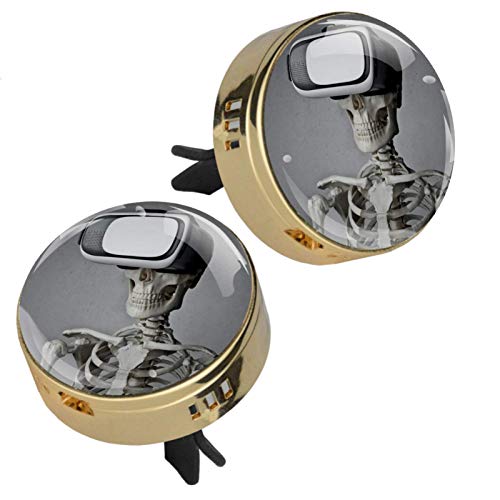2 Stück Vr Brille Totenkopf Skelett Muster Auto Aromatherapie ätherisches Öl Diffusor Medaillon Magnetverschluss Medaillon mit Lüftungsclip 4