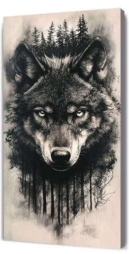 Pintar por Numeros Adultos bosque Lobo, Niños DIY Paint by Numbers, Cuadros para Pintar por Numeros para Principiantes, Incluye Lienzo, Pincel, Pigmento Acrílico, Decor para El Hogar, 100x200cm D-470