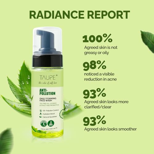 Image of TAUPE Anti-Pollution Foaming Face Wash for Sensitive Skin - 150ml | Gentle Cleanser for Acne & Oil Control | Unclogs Pores, Removes Dirt & Soothes Skin