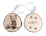 Llavero de material natural Llavero de madera natural con perro West Highland White Terrier Westie