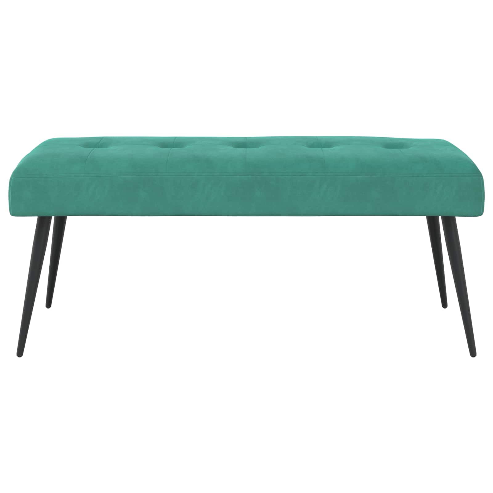 Sitzbank Samt Türkis - Elegante Polsterbank mit Knopfheftung, 110 x 40 x 46 cm - Moderne Bettbank und Flurbank mit Metallbeinen für Schlafzimmer und Wohnzimmer