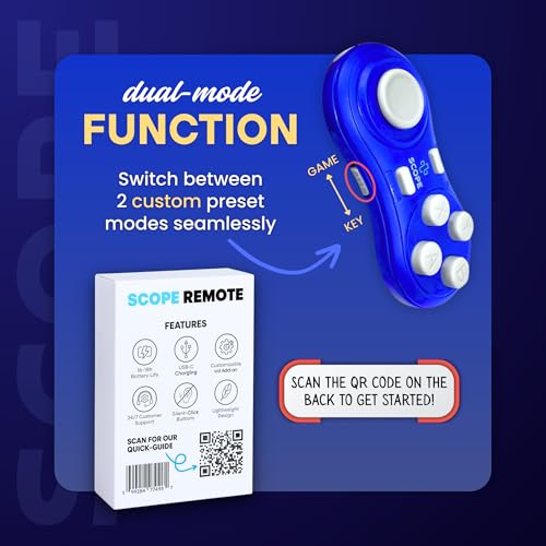 Image of Scope Remote- Remote for Anki. Customizable with Anki Add-on, Compatible with Windows, Mac, iOS, iPad, and Android. Quizlet Compatible, Anki Controller. Sapphire Blue, Plus (16-18 Hours Battery)