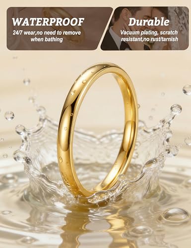 Image of ORAZIO Stainless Steel Rings for Men Women 6MM 8MM Wedding Band Rings Silver /Black /Gold Domed High Polished Basic Wedding Bands Comfort Fit Size 6-14