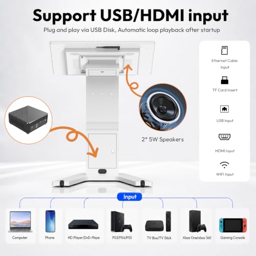 Image of 43 inch Touch Screen Kiosk, Interactive Floor Standing Digital Signage Display, FHD Self-Service Information Terminal with Dual Speakers for Retail, Restaurants, Malls & Advertising