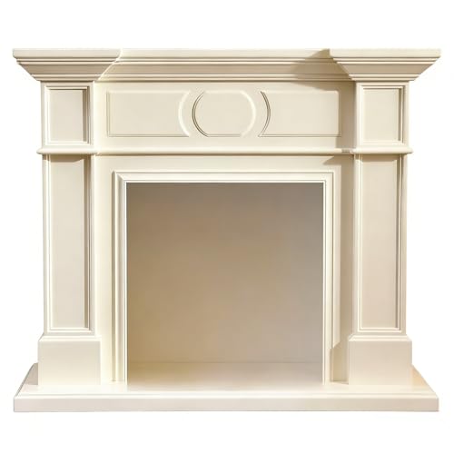 Marble Fireplace Traditional Fireplace Mantel Surround Decorative Wooden Freestanding Frame Fireplace Frame(Beige,Small)