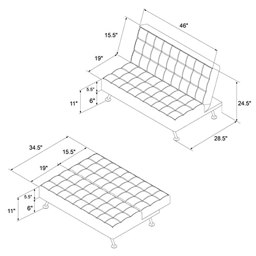 Milo Kids Sofa Futon, Black #TOP5