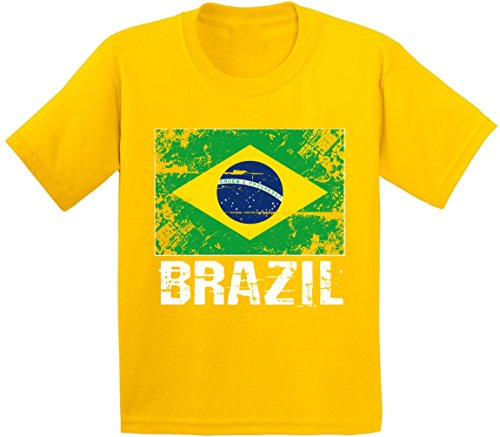 Awkward Styles Brazil Shirts for Youth Brazil Flag T-Shirts Kids Brazil Gifts Yellow XS