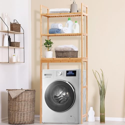 Wasmachinekast, wasmachinerek, toiletrek, 66 x 26 x 170 cm, wasmachinerek, rek voor wasmachine - Afbeelding 3