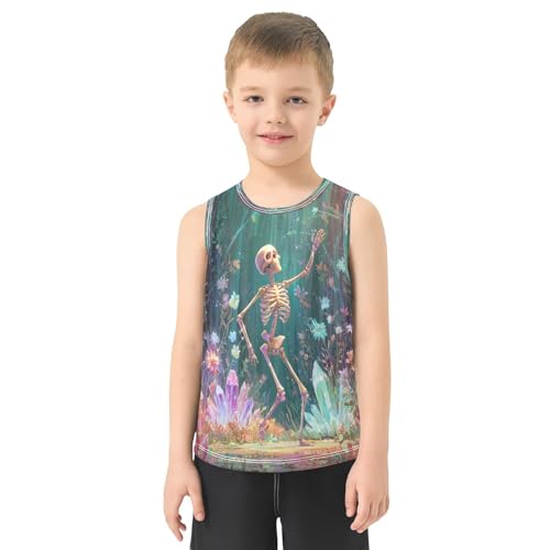 Skull Flower Teal Boys Tank Tops Toddler Boys' Assorted Sleeveless Tank Tops for 3-15 Years,3T2
