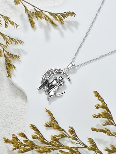 LILALO Nightmare Jewelry Sterling Silver Nightmare Necklace Skull Necklace Nightmare Gifts Heart Necklace Moon pendant Birthday Christmas Gifts for Women Wife Daughter Couple4