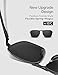 LUENX Rectangular Aviator Polarized Sunglasses Square Retro 100% UV Protection Black Frame...