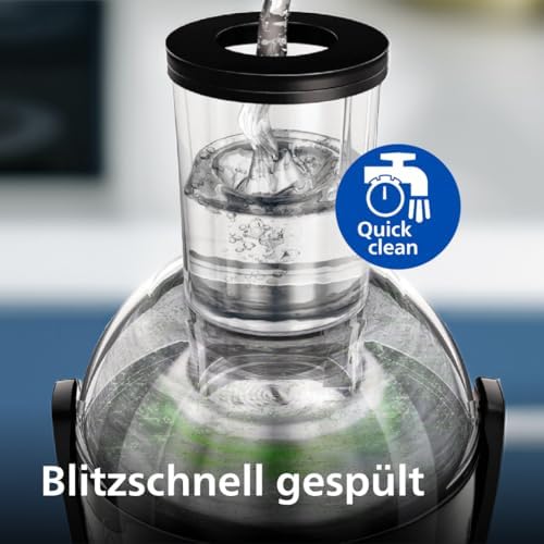Bild 3 - Philips 3000 Series Entsafter - 800W Leistung, QuickClean Technologie, XL 75mm Einfüllschacht, 2L Saftkapazität, Einfach zu Montieren & Spülen, Frischer Saft ohne Fruchtfleisch (HR1856/70)