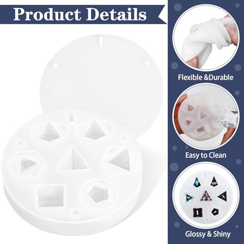 38 Pcs Dice Molds for Resin Set Resin Kit for Beginners with Silicone Dice Mold Gloves Mixing Sticks Measuring Cup Pour Cups Droppers Brushes Glitter Gold Powder DIY Gift for Tabletop RPG Lovers by Ferrochef - Image 4