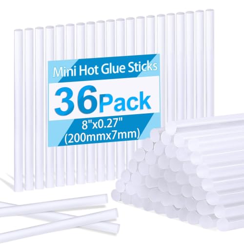Phinus 36 Pack Mini Hot Glue Sticks 8 Long x 0.27 Diameter Clear Glue Sticks for Glue Gun EVA Clear Glue Gun Sticks Hot Glue Gun Sticks for DIY Craft Sticky Projects & More