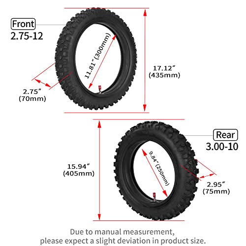 Front 2.75-12 Rear 3.00-10 Tire And Inner Tube Sets For Crf70 Crf110 Drz110 Jr80 Kx65 Kx110 Ttr90 Pw80 Coolster Razor Syx Moto 110Cc 125Cc Rzf Ssr Ycf Imr Atomik Thumpstar Stomp Pitster Sdg Lifan Yx #TOP1