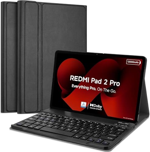 Image of HOM Tri-Fold Wireless Bluetooth Keyboard with Detachable Tablet Case Cover for Xiaomi Redmi Pad 2 Pro 12.1 inch Tablet