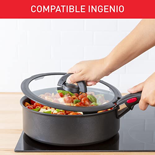 Tefal Ingenio Glasdeckel 20 cm, platzsparende Aufbewahrung, klappbarer Griff, schnelleres Kochen, Ingenio-kompatibel, spülmaschinengeeignet, Hochleistungskochen L9846302