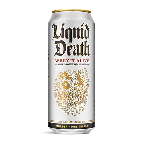 Image of Liquid Death Flavored Sparkling Water with Agave, Berry It Alive, 16.9 oz Tallboys (12-Pack)