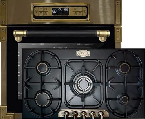 Kaiser Herdset EH 6726 AD + KCG 9355 Em Turbo, Retro Einbau Backofen 80L, Elektro Backofenset + Retro Einbau Gas Kochfeld 90 cm, Schwarz Emalliert, Erdgas/Propangas/Fl.Gas