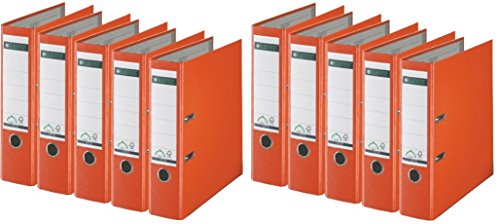 Leitz 1010-50 Qualitäts-Ordner Plastik-Cover (A4 breit | 10er Pack, orange)