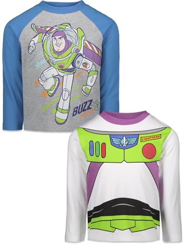 T-shirt Toy Story Buzz l'Éclair lot de 2 manches longues garçon 5 ans gris et blanc