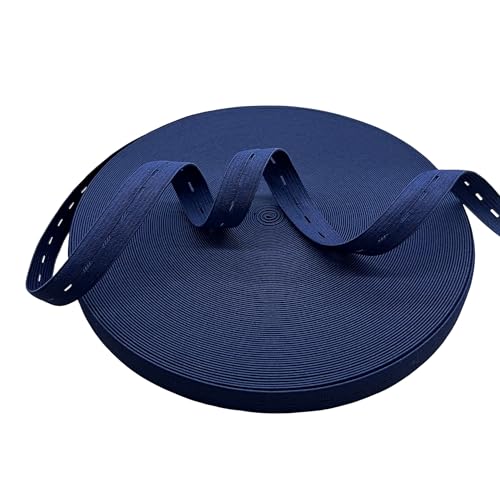 5/8inch Wide Adjustable Elastic Band with Holes Sewing Knit Stretch Buttonhole Elastic Band for DIY Crafts 10yard (Navy)
