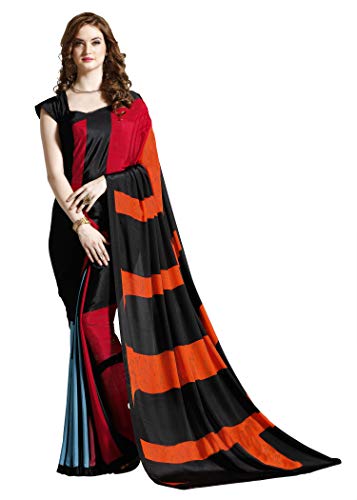 Image of Jaanvi fashion Women's Crepe Silk Saree with Unstitched Blouse Piece | Soft Lightweight Traditional Ethnic Wear Saree for Party, Wedding, Festival