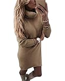 Minetom Damen Hoher Kragen A-line Kurzes Strickkleid Herbst Langarm Gelb DE 40