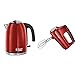 Russell Hobbs Wasserkocher Colours+ rot, 1,7l, 2400W, Schnellkochfunktion, herausnehmbarer Kalkfilter & Handmixer Desire, 5 Geschwindigkeitsstufen plus Turbofunktione 2 Rührbesen & 2 Knethaken
