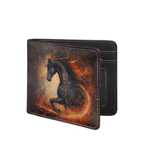 Image of Coldinair Black Horse Boys Wallet for Kids Novelty Wallet for Teen Boys Cool Leather Bifold Wallet Credit Card Cash Id Holder Purse Coin Pocket Id Window for Men Boy Male Youth Guys