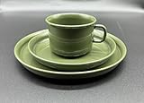 Geschirrset Geschirrservice Kaffeeservice 1 Set 3-teilig, aus Kunststoff Plastik Mehrweg, Farbe oliv