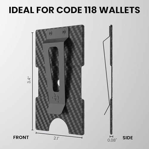 Image of CODE 118 Modular Backplate Cash Clip - Slim Minimalist Money Clip for Men - RFID Blocking Aluminum Modular Add-On, Wallet Accessory Expands Storage for Card & Cash, Wallet not Included (Carbon Fiber)
