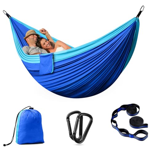 PHYSEN Camping Hammock - Hammock - Camping Gear - 2 Person Hammock - Backpacking Tree Hammock - Double Hammock Camping - Hiking Gear - Portable Hammock for Camping - Travel Hammock - Outdoor Blue