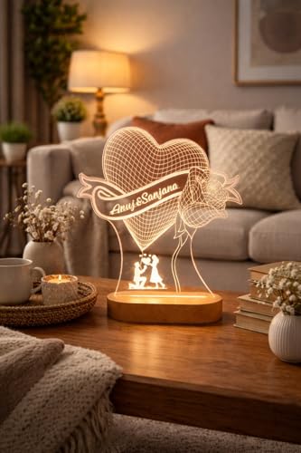 Image of Anniversary Couple Lamp (Heart Rose)