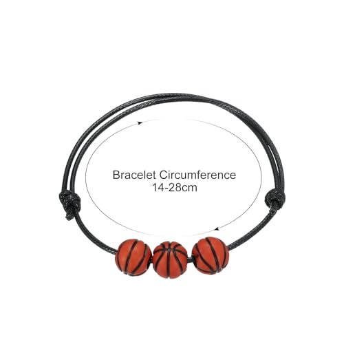 PATIKIL Basketball Bracelets, 20 Pcs Basketball Gifts Adjustable Bracelet with Basketball Beads for Teenagers Adults, Black Brown - Image 2