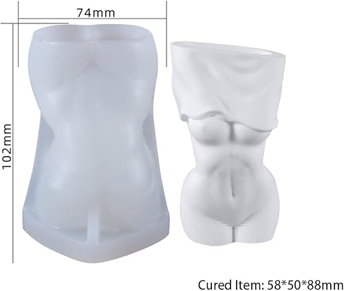 Miniatura 6 de Molde de silicona para jarrón de resina de arcilla polimoral, único con forma de cuerpo, molde de maceta de resina epoxi para hacer flores, soporte