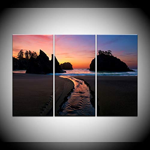 Tableau sur Toile Sunset Beach | Évadez-vous dans votre Salon avec ce Triptyque Mer - 2