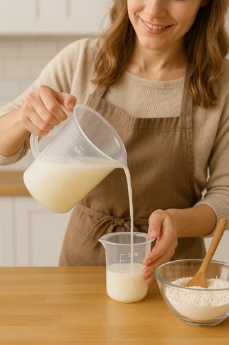 Image of ESAW Multipurpose Measuring Cup /Beaker /Jug Set for Kitchen, Cooking, Science Labs, Baking, Car Service & Schools - BPA-Free Plastic, Set of 4 (500 ml, 250ml, 100ml, 50ml)