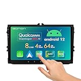 Top-Konfiguration❌ Eonons neuestes Autoradio VWA12S, mit echtes Android 12-Betriebssystem, Snapdragon 665-Prozessor, Octa-Core CPU, 4 GB RAM, 64 GB ROM. Dank der fortschrittlichen 11 nm-Chiptechnologie läuft das Radio reibungsloser und bietet eine intelligentere Verarbeitung. Das Android 12 Radio wurde speziell für VW, Seat und Skoda entwickelt und ist Plug-and-Play ohne externe Rahmen. Es unterstützt das Original-Lenkradsteuerung, ist kompatibel mit Harman Kardon, zeigt Türinformationen an usw.