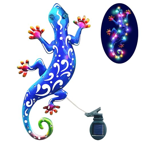 J-Fly Solar LED Light Gecko Outside Wall Garden Decorations for