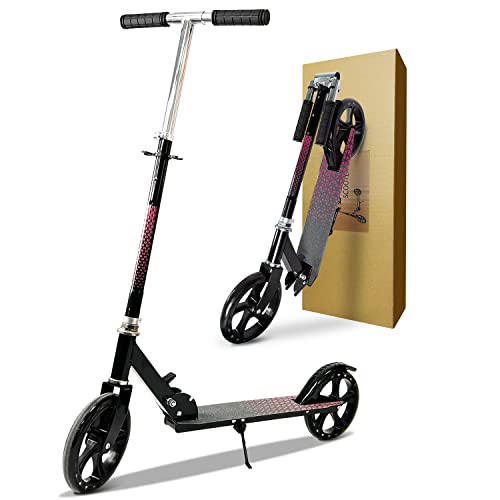 ZWHEEL Patinete Plegable para Adultos y Niños, Manillar Ajustable, Ruedas Grandes de 20cm, Freno Trasero, Carga Máxima 100kg