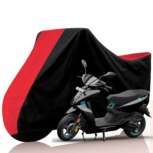 Image of All Weather Protection Two Wheeler Cover for Ather 450X, Scooter & Scooty | Anti Dust, 100% Water Resistance, Heat Resistant, UV Proof - Triple Stitched | (Black Top Red)